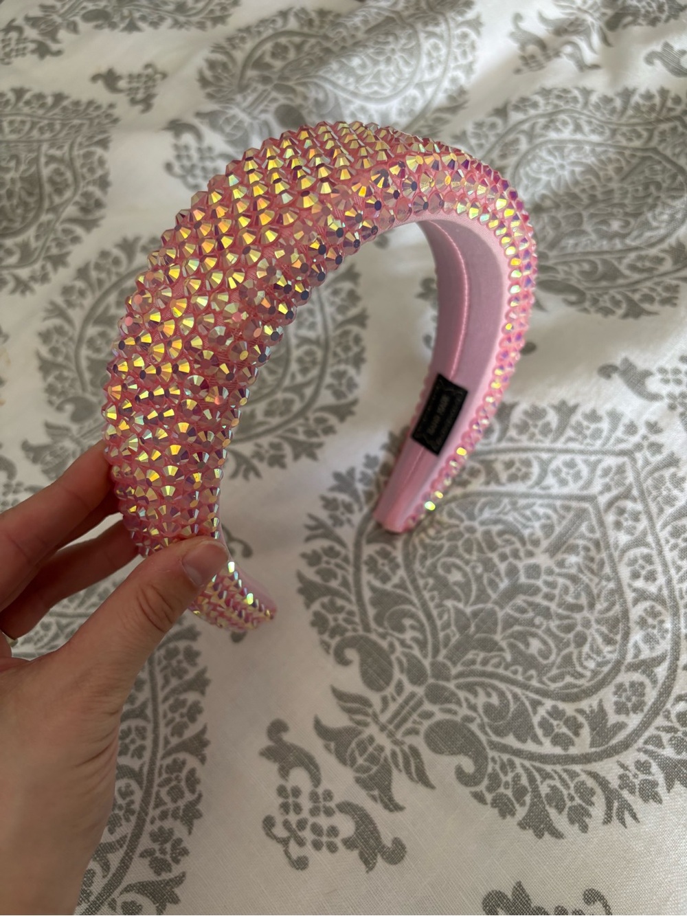 Pink Crystal Embellished Padded Headband - Picture 3 of 4